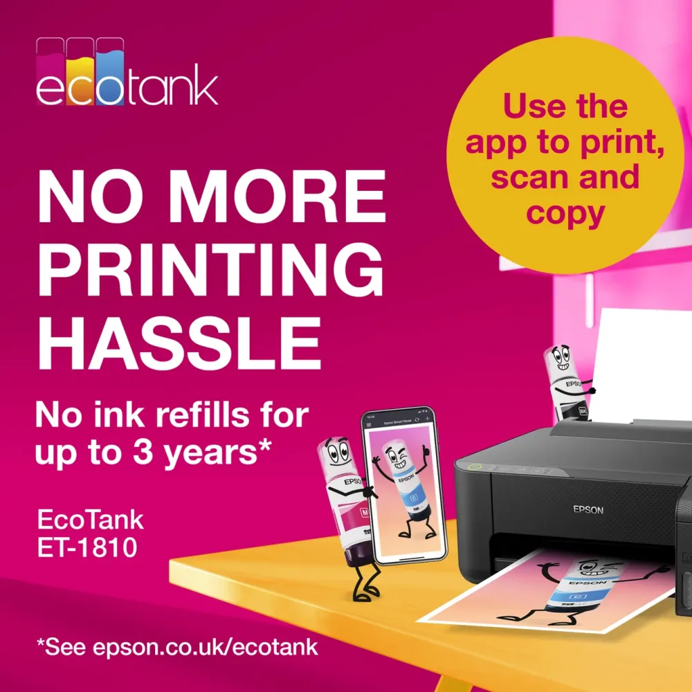 Epson Skrivere Og Tilbehør|EcoTank ET-1810 blekkskriver Svart