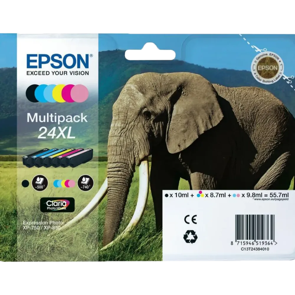 Epson Skrivere Og Tilbehør|T2438 Blekkpatroner XL, 6-pakning