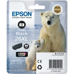 Epson Skrivere Og Tilbehør|T2631 XL Blekkpatron, fotosvart