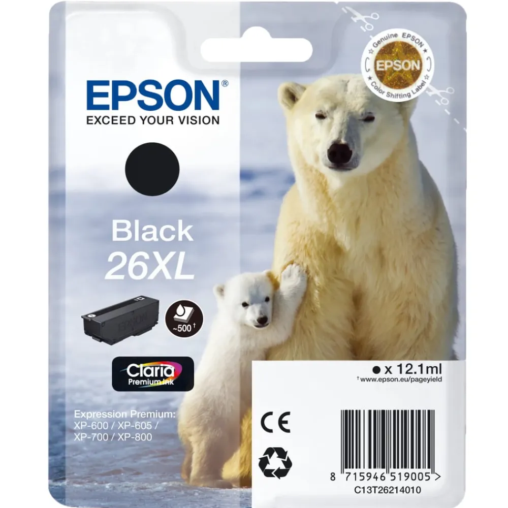 Epson Kalkulator|Makuleringsmaskiner|T2621 XL Blekkpatron, svart
