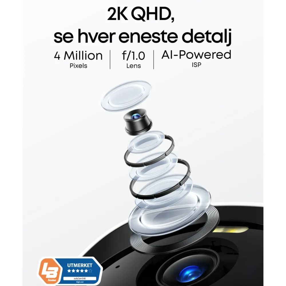 Eufy Alarmsystemer|Skimmingsbeskyttelse|Cam E40 Overvåkingssystem 4-pack