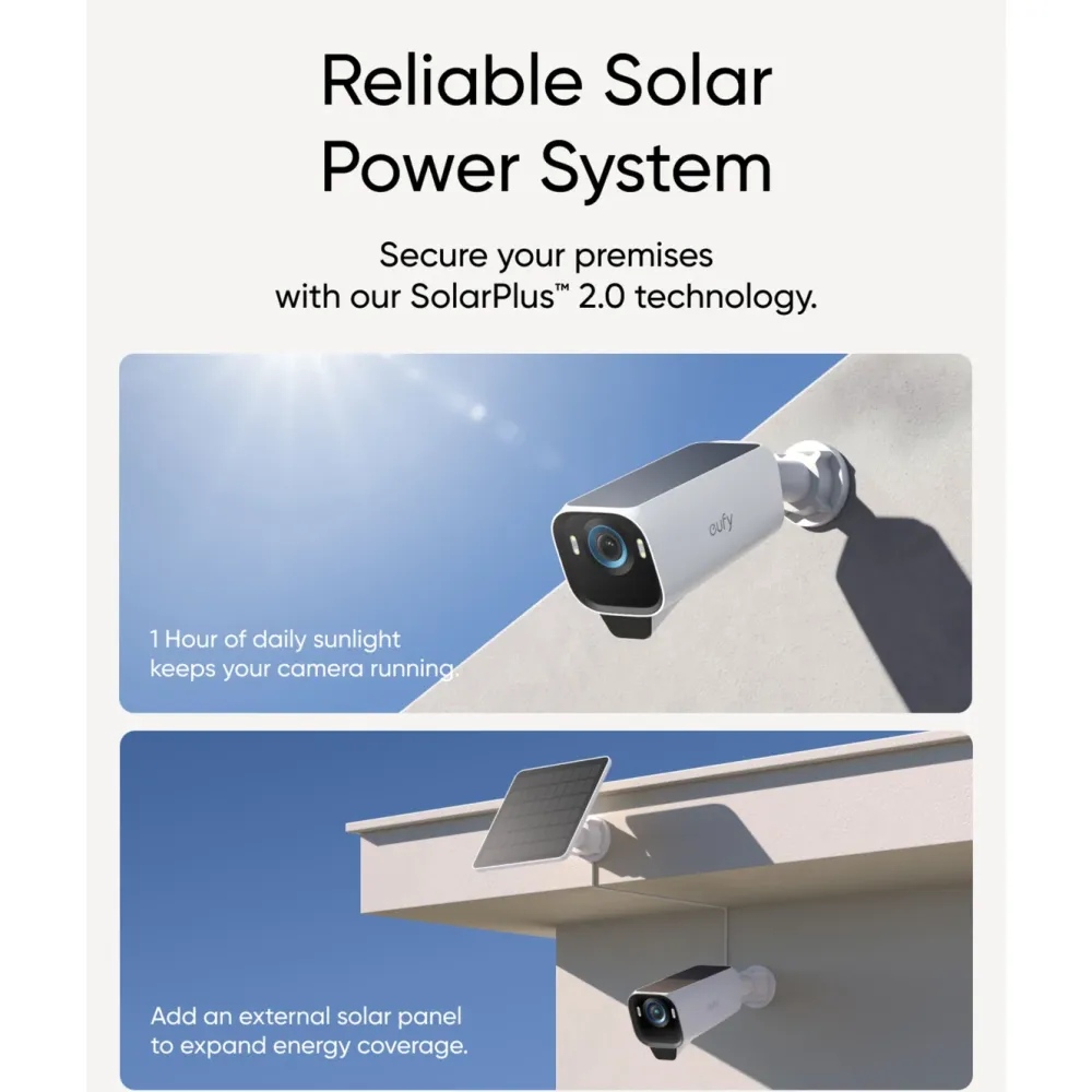 Eufy Kameraovervåking|Cam S3 Pro Ekstra kamera med solpanel