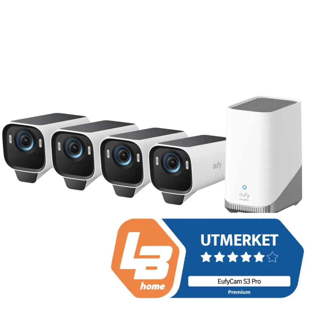 Eufy Kameraovervåking|Cam S3 Pro Overvåkingssystem med solpanel 4-pack