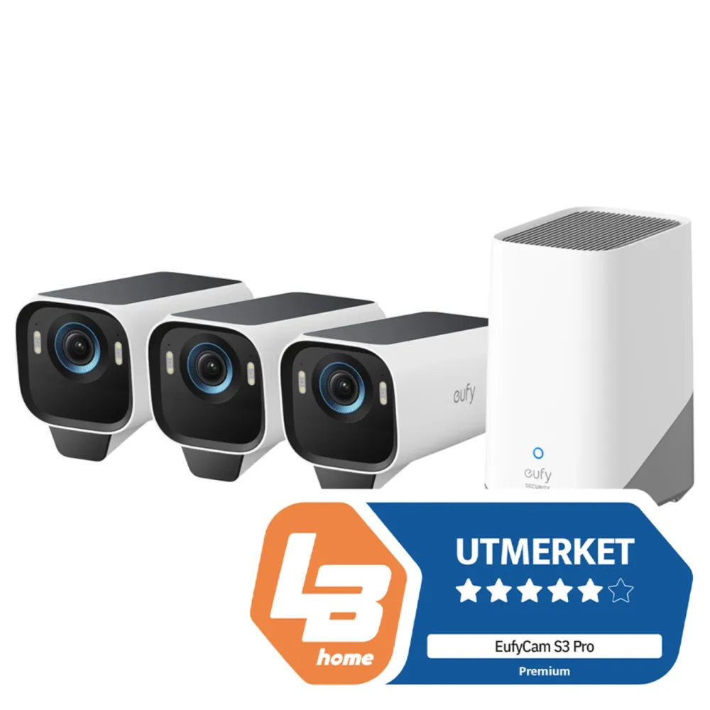 Eufy Kameraovervåking|Cam S3 Pro Overvåkingssystem med solpanel 3-pack