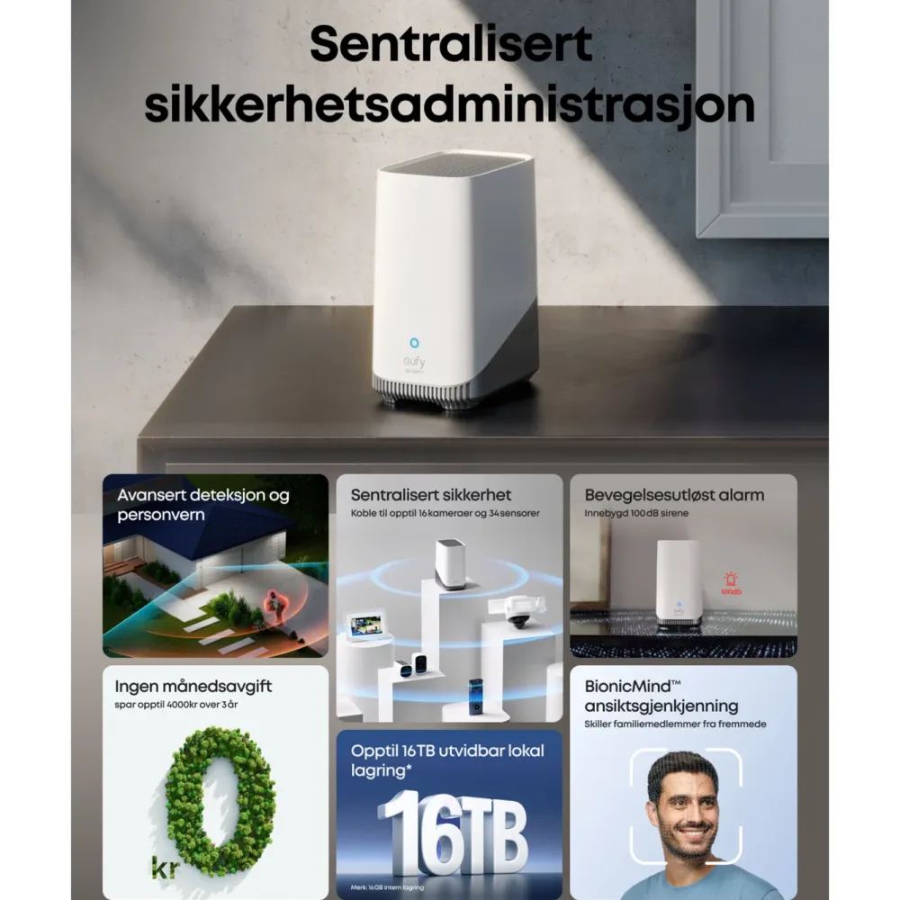 Eufy Kameraovervåking|S380 HomeBase 3 16 GB