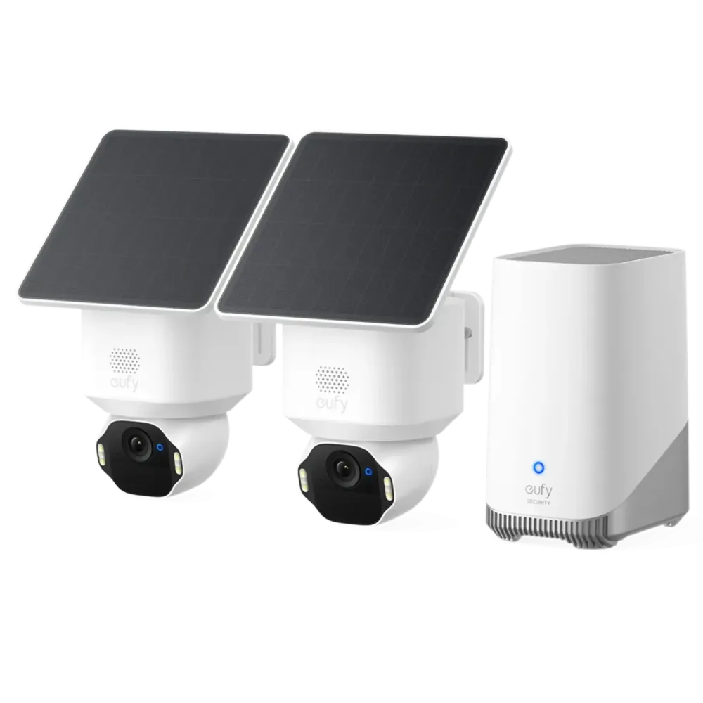 Eufy Kameraovervåking|SoloCam E42 4K-overvåkingskamera 2-pack med HomeBase S380