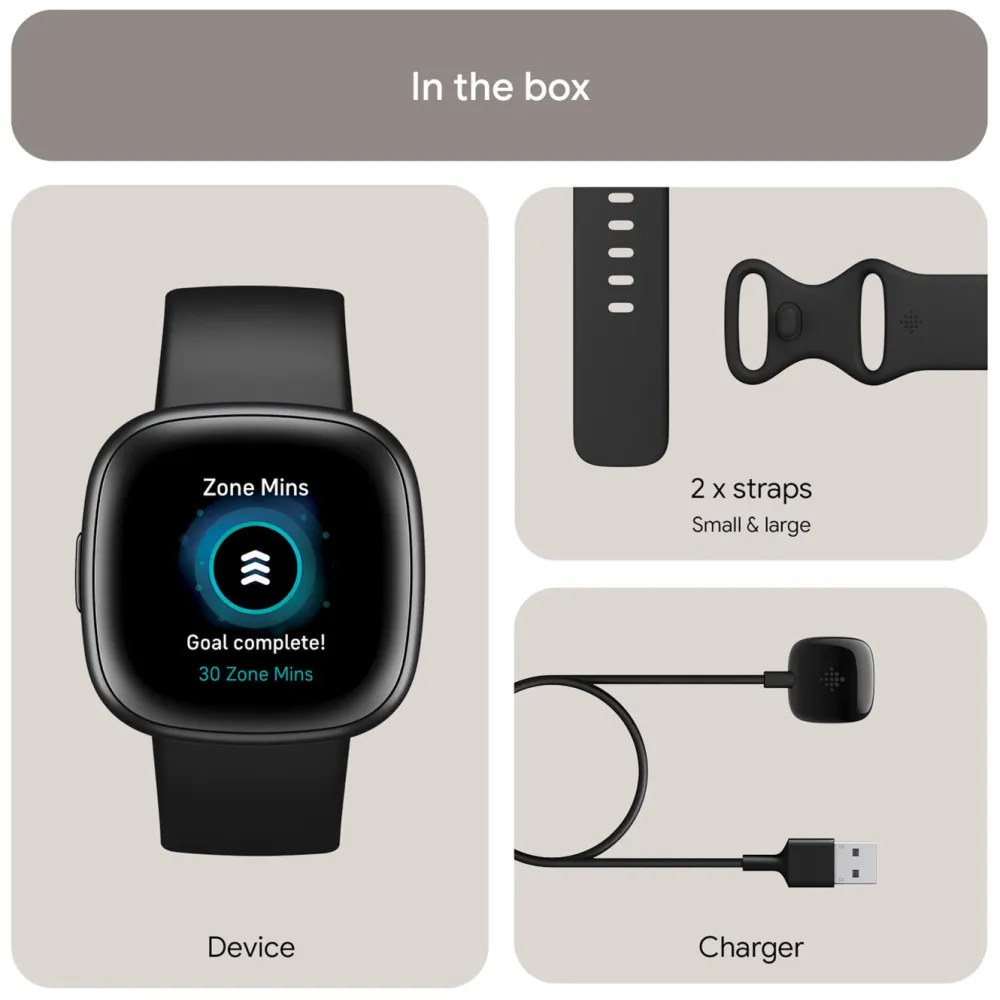 Fitbit Smart Ring|Smartklokker Og Ringer|Versa 4 Aktivitetsklokke Black/Graphite