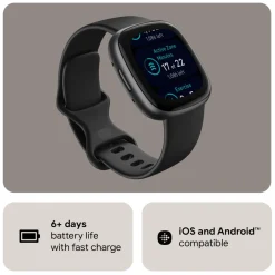 Fitbit Smart Ring|Smartklokker Og Ringer|Versa 4 Aktivitetsklokke Black/Graphite