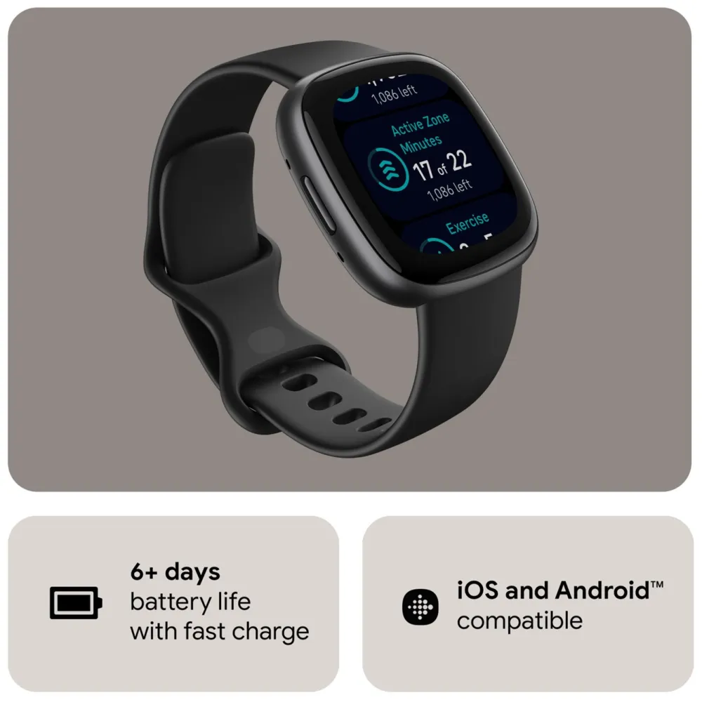Fitbit Smart Ring|Smartklokker Og Ringer|Versa 4 Aktivitetsklokke Black/Graphite