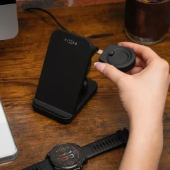 Fixed Smartklokker Og Ringer|Hjemmekontor|3-in-1 Trådløs Ladestasjon for Garmin - Svart