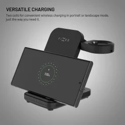 Fixed Smartklokker Og Ringer|Hjemmekontor|3-in-1 Trådløs Ladestasjon for Garmin - Svart