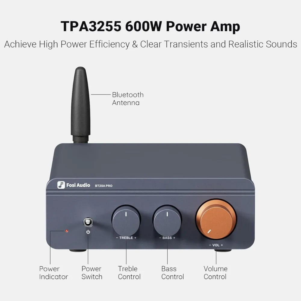Fosi Audio Foto Og Video|Rengjøring|BT20A Pro stereoforsterker 2x100 W med Bluetooth