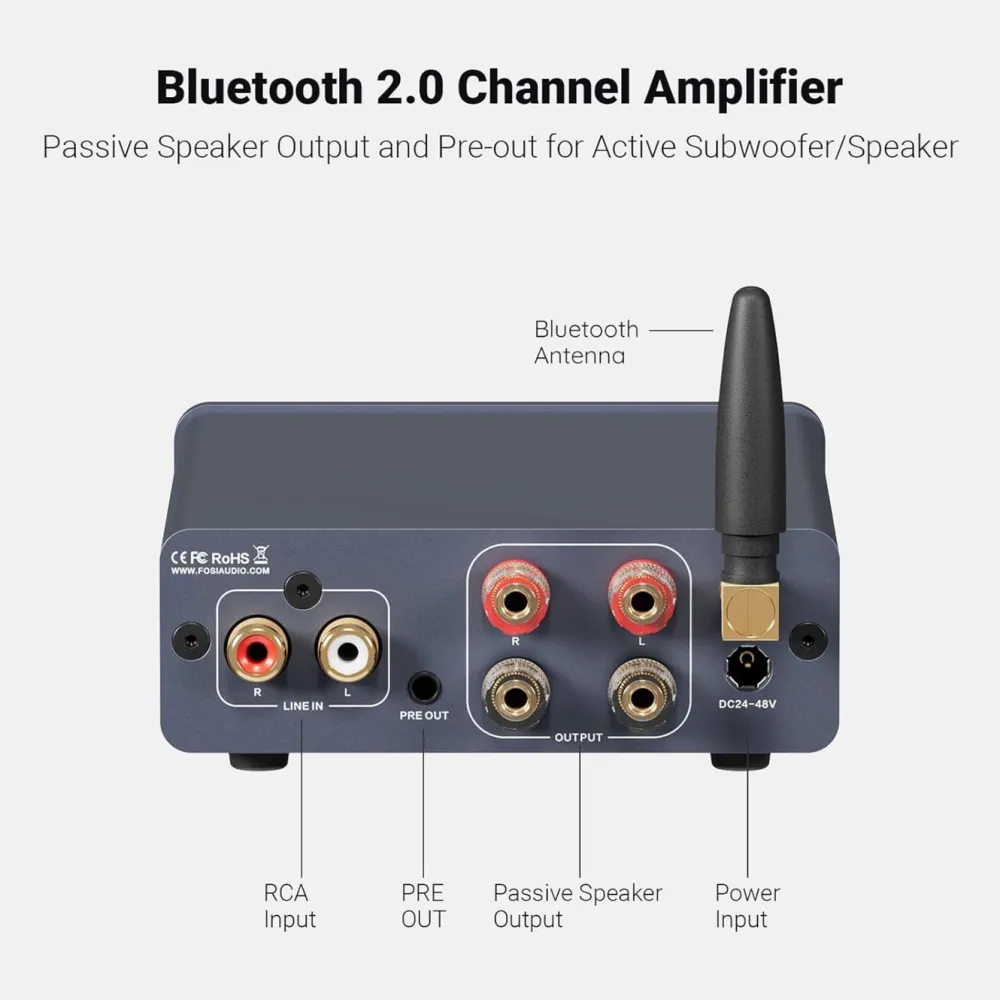 Fosi Audio Foto Og Video|Rengjøring|BT20A Pro stereoforsterker 2x100 W med Bluetooth