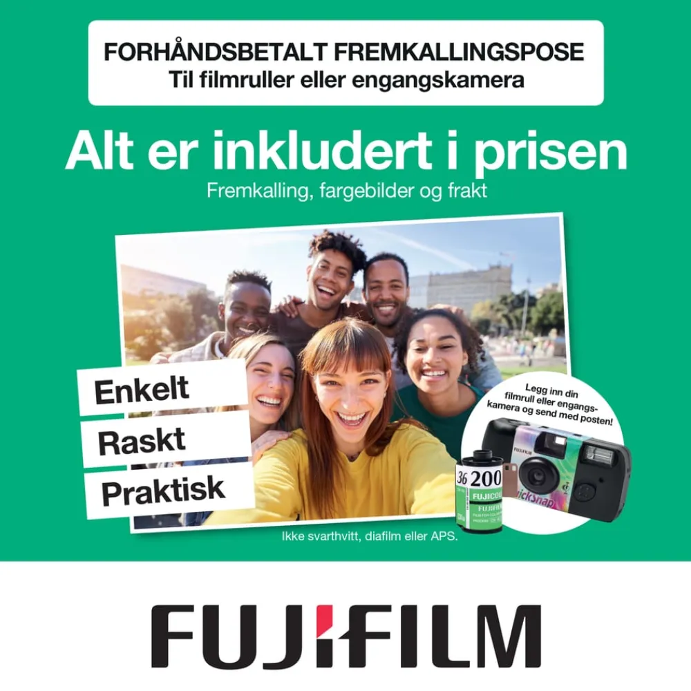 Fujifilm Foto Og Video|Fremkallingspose for 36 bilder - farge