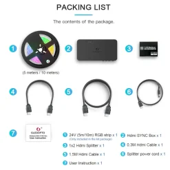 Gledopto Tv Og Tilbehør|HDMI Sync Box Kit med 5 m RGB-list