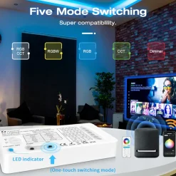 Gledopto Kontroller|5 in 1 Mini Zigbee-kontroller for LED-belysning