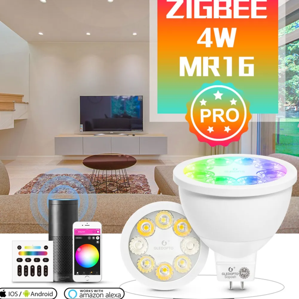 Gledopto Smart Belysning|Smart Belysning|Smart MR16 12 V LED-pære RGB+CCT 250 lm