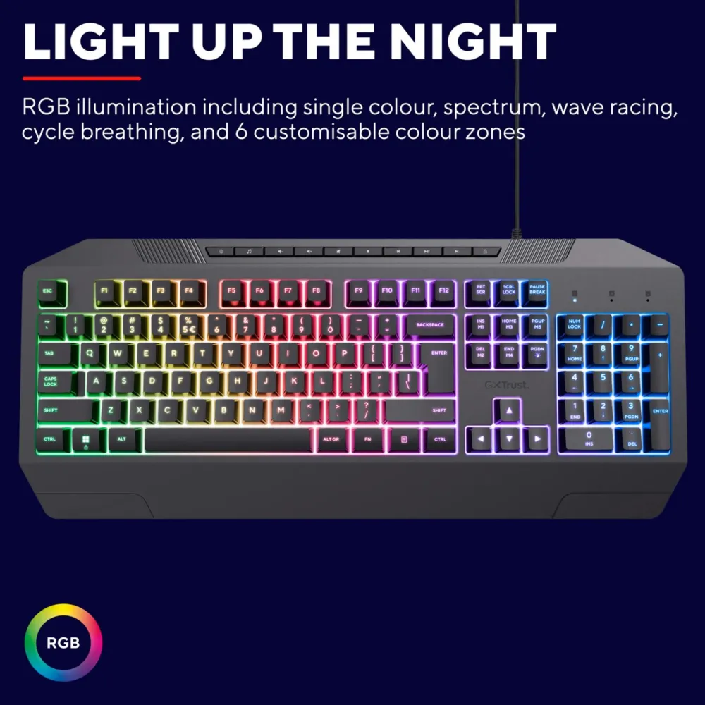 GXTrust Tastatur|Gaming Tastatur|GXT 836 Evocx RGB gamingtastatur