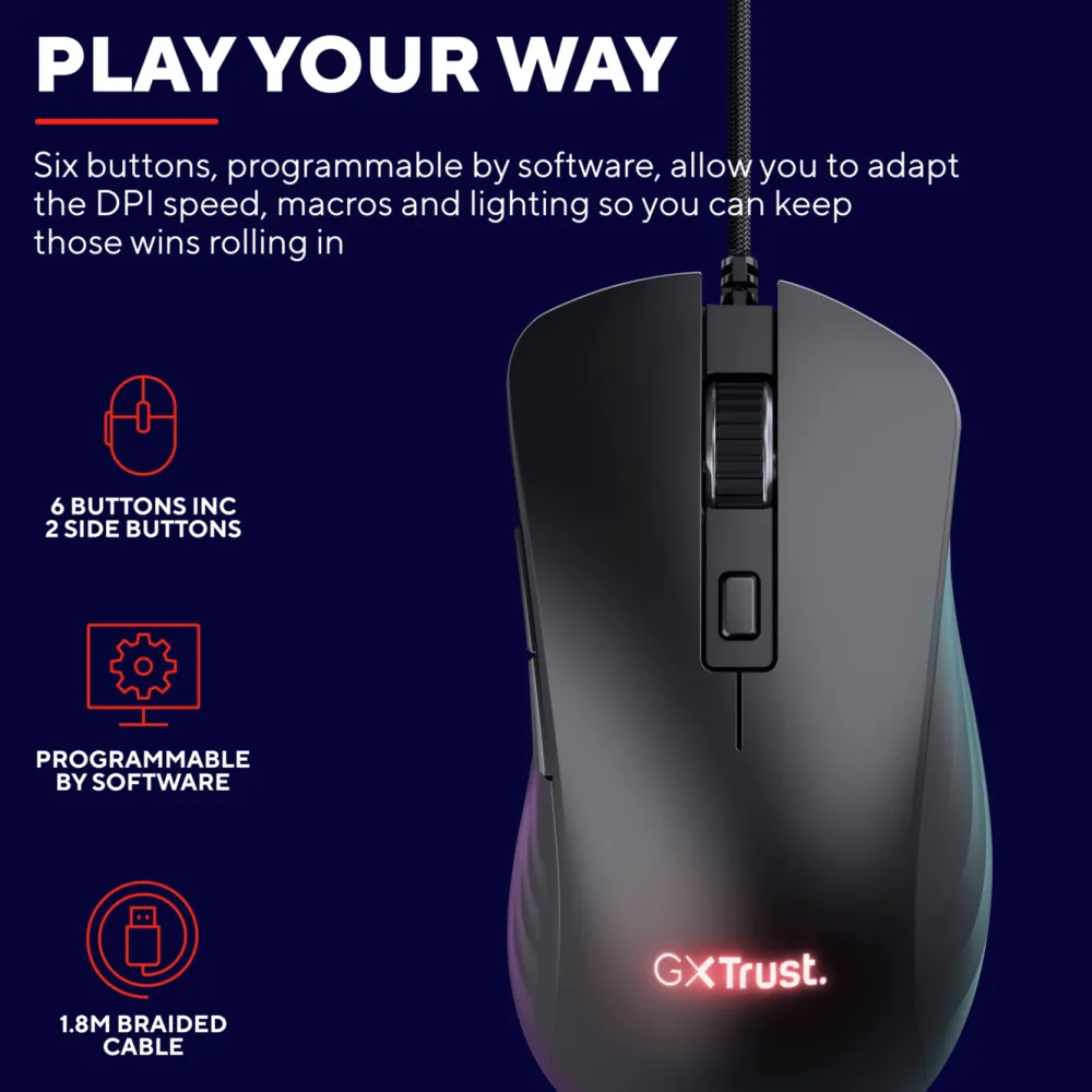 GXTrust Gaming Mus|Datamus|GXT 924 Ybar+ gamingmus