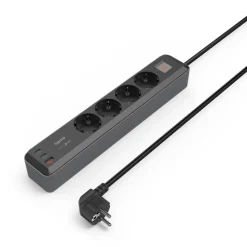 Hama Strømledninger|Sterkstrøm|Grenuttak med USB-C/A 65 W PD 4-uttak