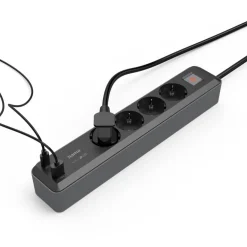 Hama Strømledninger|Sterkstrøm|Grenuttak med USB-C/A 65 W PD 4-uttak