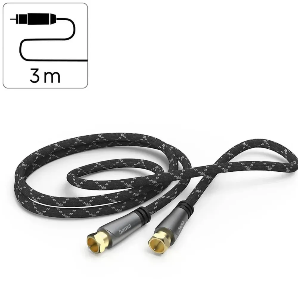 Hama Kabler Til Tv|Tv Og Tilbehør|SAT-antennekabel med F-kontakt 120 dB 3 m