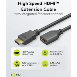 Kjell Hdmi|Kabler Og Adaptere|HDMI™-forlengelseskabel 4K/60 Hz 1 m