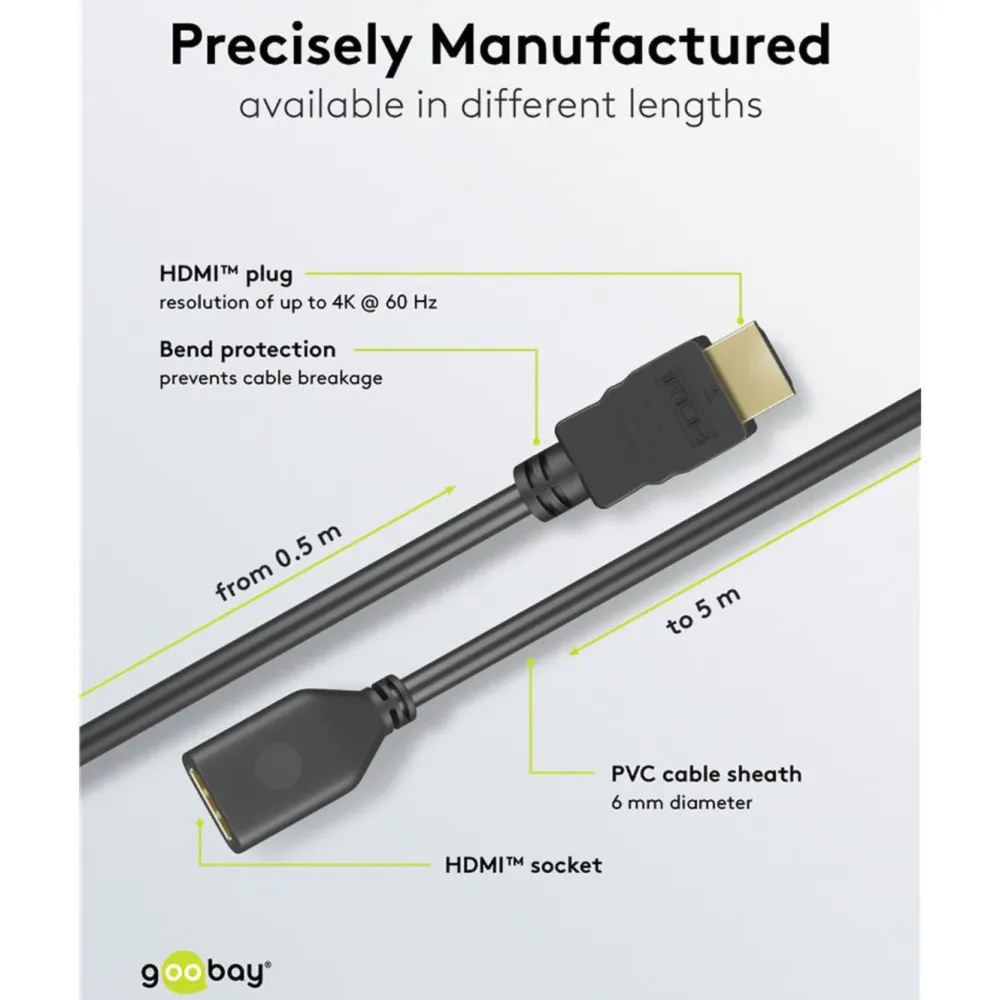 Kjell Hdmi|Kabler Og Adaptere|HDMI-forlengelseskabel 4K/60 Hz 5 m