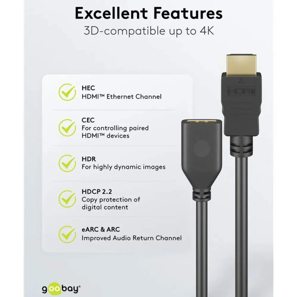 Kjell Hdmi|Kabler Og Adaptere|HDMI-forlengelseskabel 4K/60 Hz 5 m