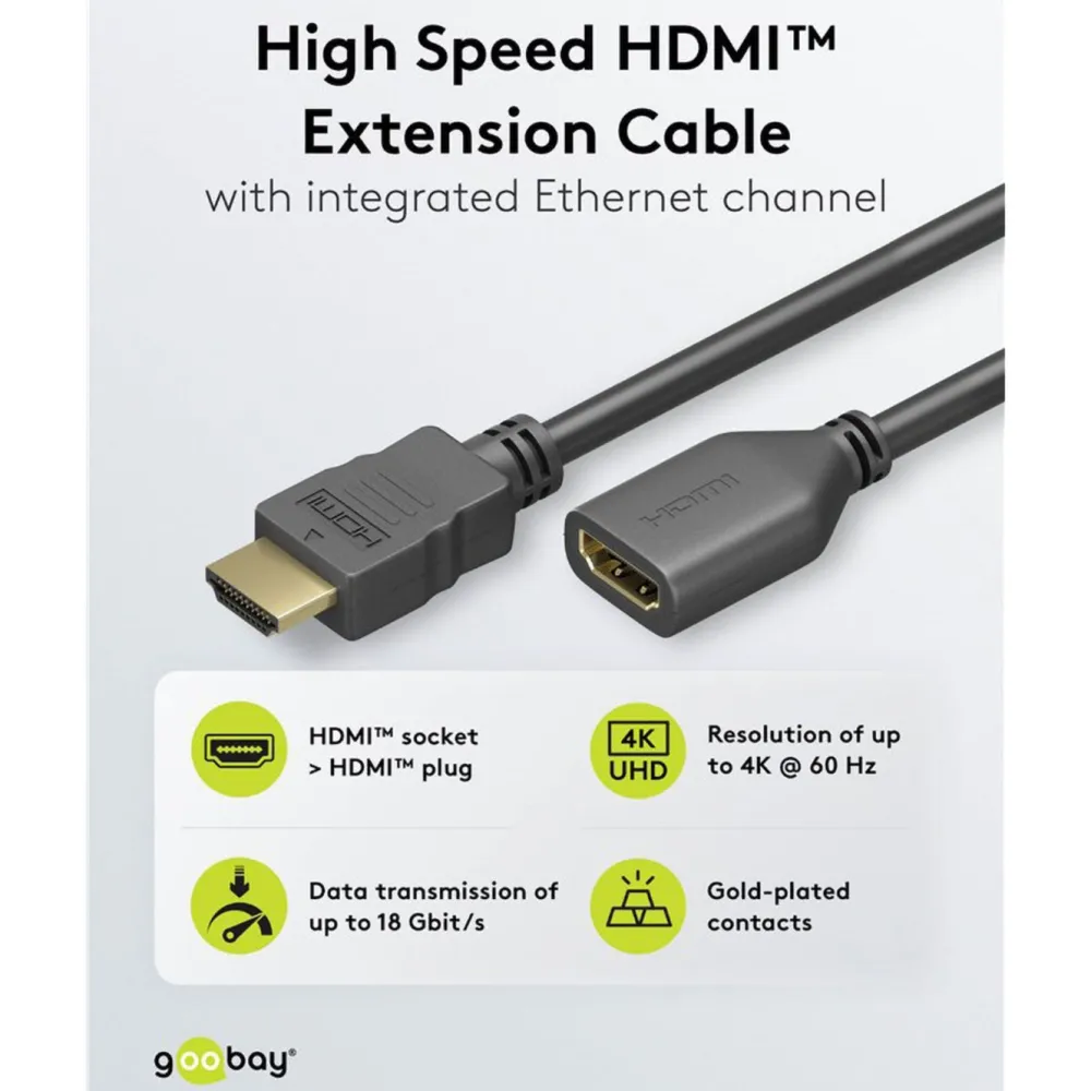 Kjell Hdmi|Kabler Og Adaptere|HDMI-forlengelseskabel 4K/60 Hz 5 m