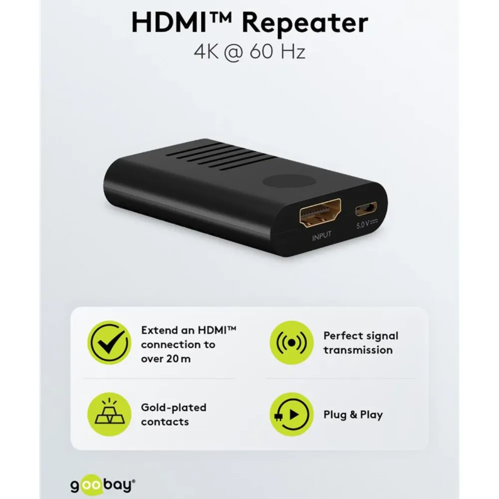 Kjell Hdmi|Kabler Og Adaptere|HDMI-repeater 4K @ 60 Hz