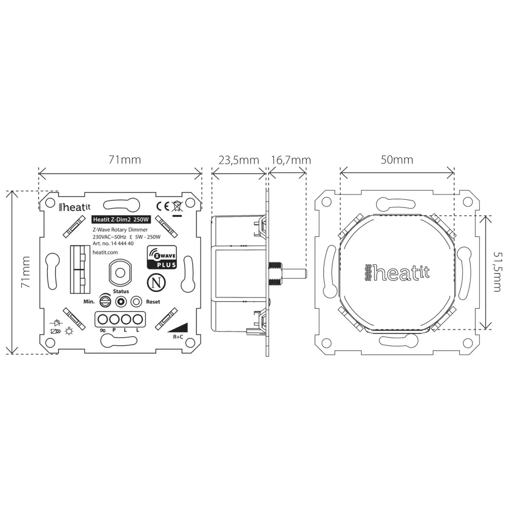 Heatit Fjernstrømbryter|Smarte Sensorer|Z-Dim 2 Z-Wave multidimmer 250 W
