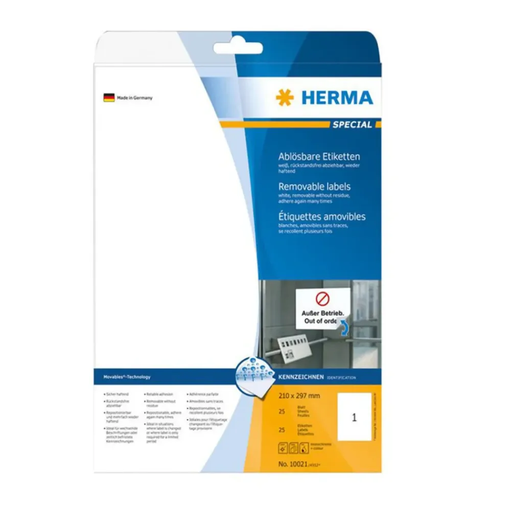 Herma Merking|Skrivere Og Tilbehør|Selvklebende skriverpapir, A4, 25-pakning