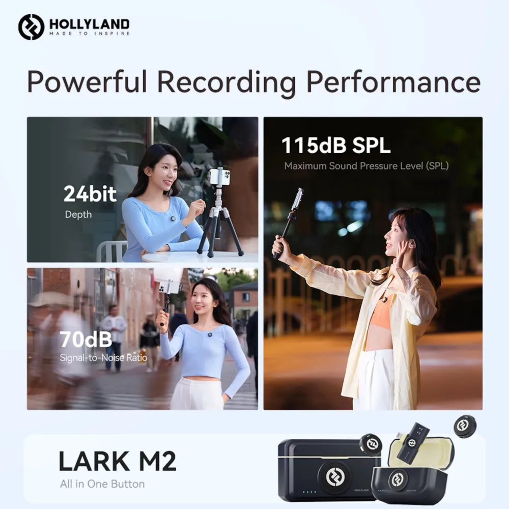 Hollyland Mikrofoner|Lark M2 Combo Trådløst mikrofonsystem
