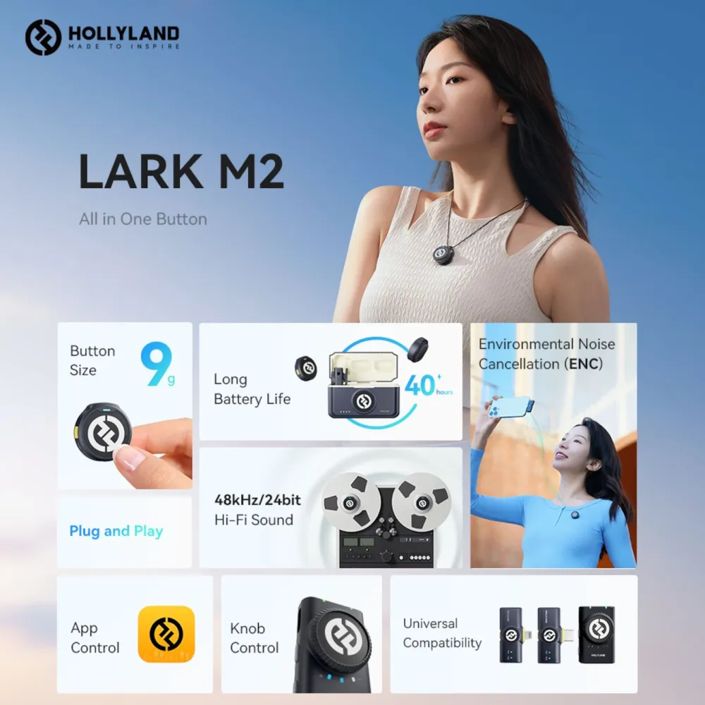 Hollyland Mikrofoner|Lark M2 Combo Trådløst mikrofonsystem