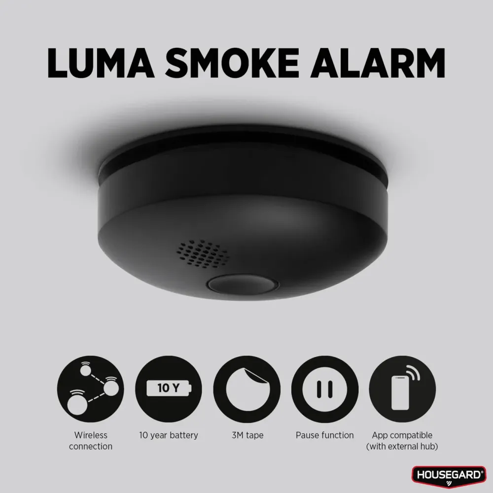 Housegard Alarmsystemer|Skimmingsbeskyttelse|Luma Trådløs røykvarsler 2-pk.