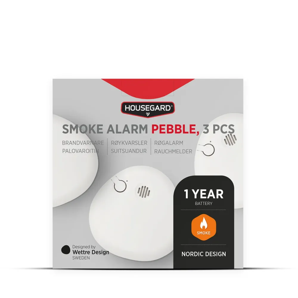 Housegard Alarmsystemer|Skimmingsbeskyttelse|Pebble røykvarsler 3-pakk