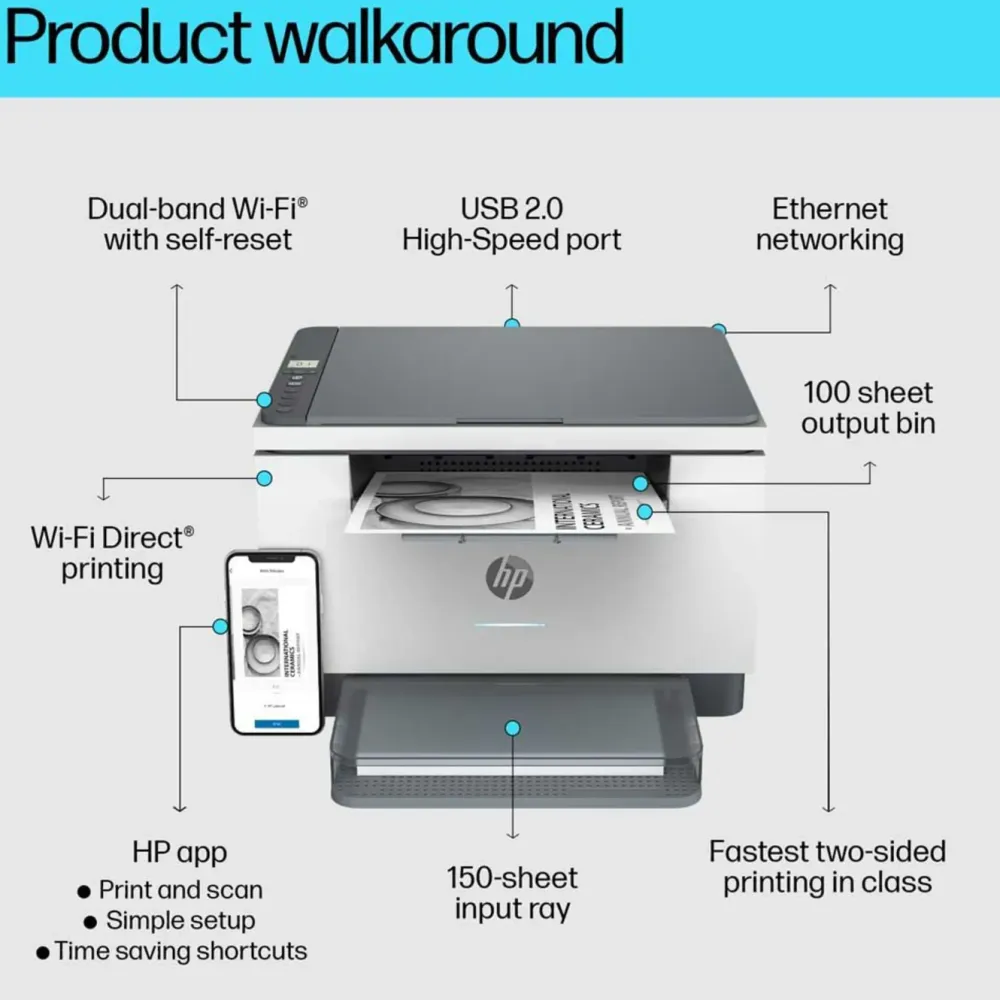 HP Skrivere Og Tilbehør|LaserJet MFP M234dw multifunksjonsskriver Trådløs