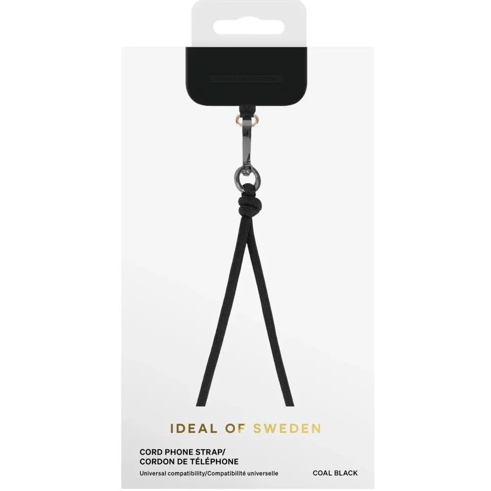 IDEAL OF SWEDEN Mobildeksler & Etui|Cord Phone Strap – justerbar mobilreim Svart