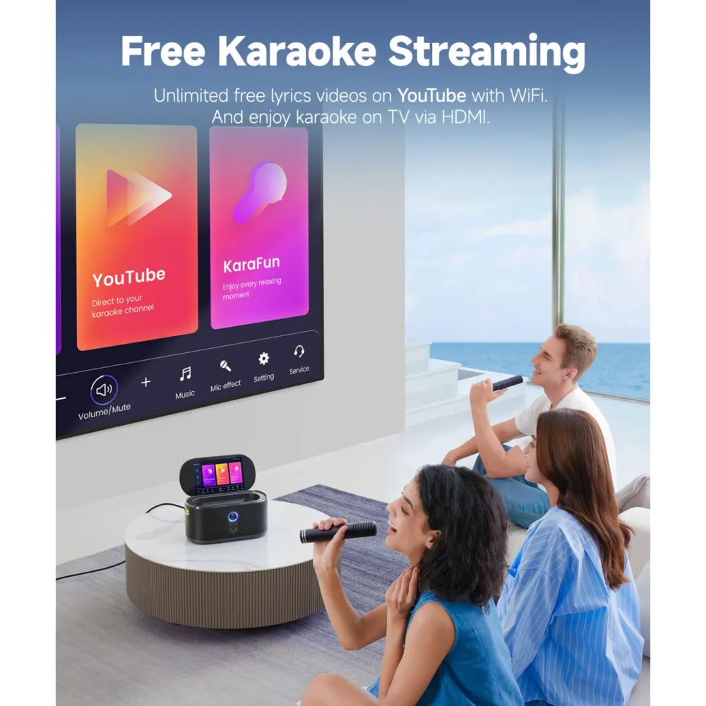 Ikarao Kalas & Fest|Discobelysning|Shell S1 Bærbar karaokemaskin med 10,1" HD-skjerm
