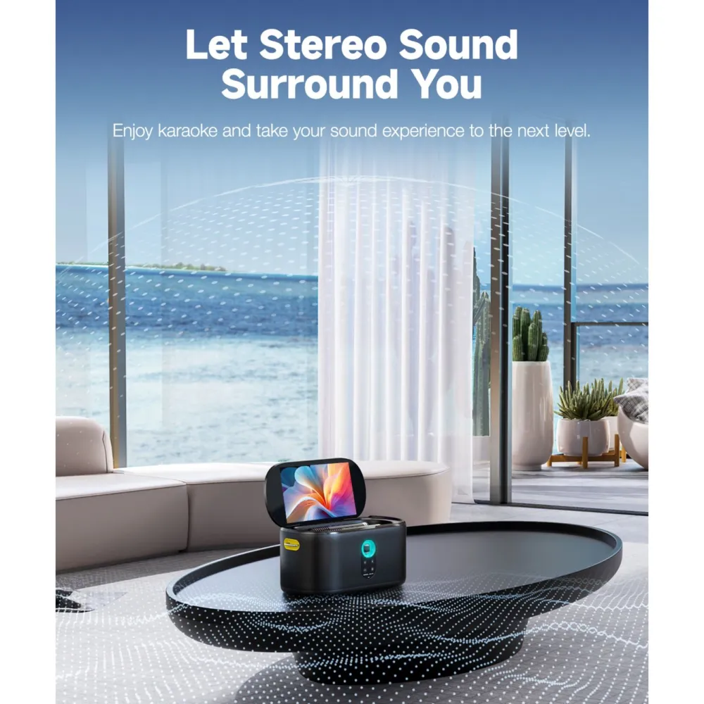 Ikarao Kalas & Fest|Discobelysning|Shell S1 Bærbar karaokemaskin med 10,1" HD-skjerm