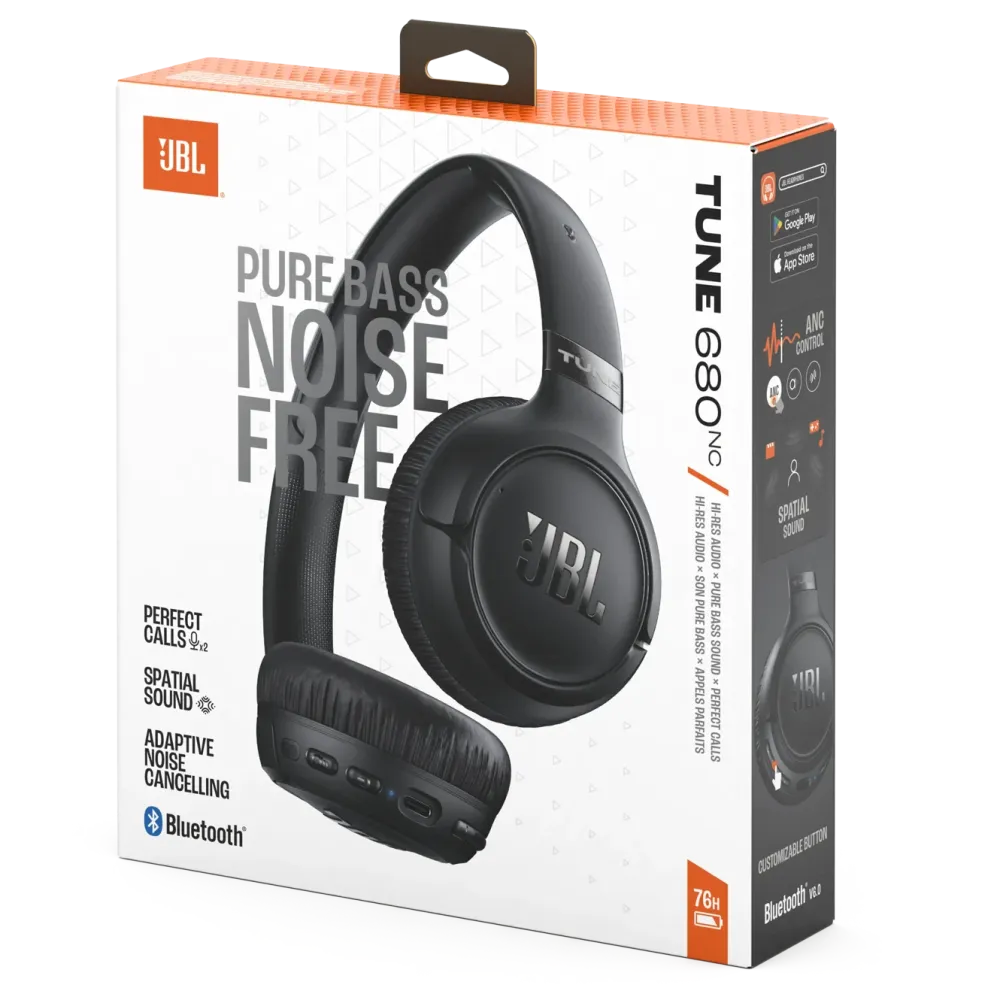 JBL Hodetelefoner Og Hodesett|Tune 680NC trådløse on-ear-hodetelefoner Svart