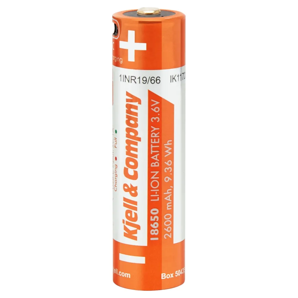 Kjell & Company Batterier|Batterier|18650 Li-ion-batteri med USB-C 2600 mAh