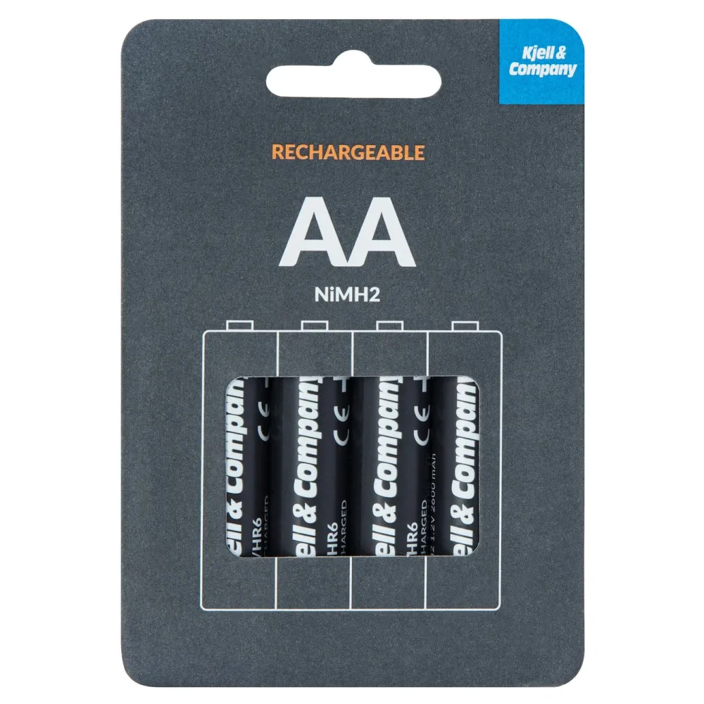Kjell & Company Batterier|Batterier|Oppladbare AA-batterier 2600 mAh 4-pk.