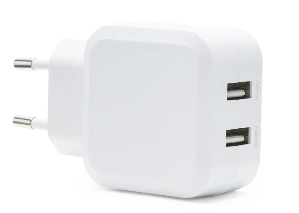 Linocell Mobiltelefonladere|4,8 A USB-lader med to porter