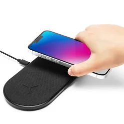 Linocell Hjemmekontor|Mobiltelefonladere|Dobbel trådløs QI-hurtiglader 15 W Svart
