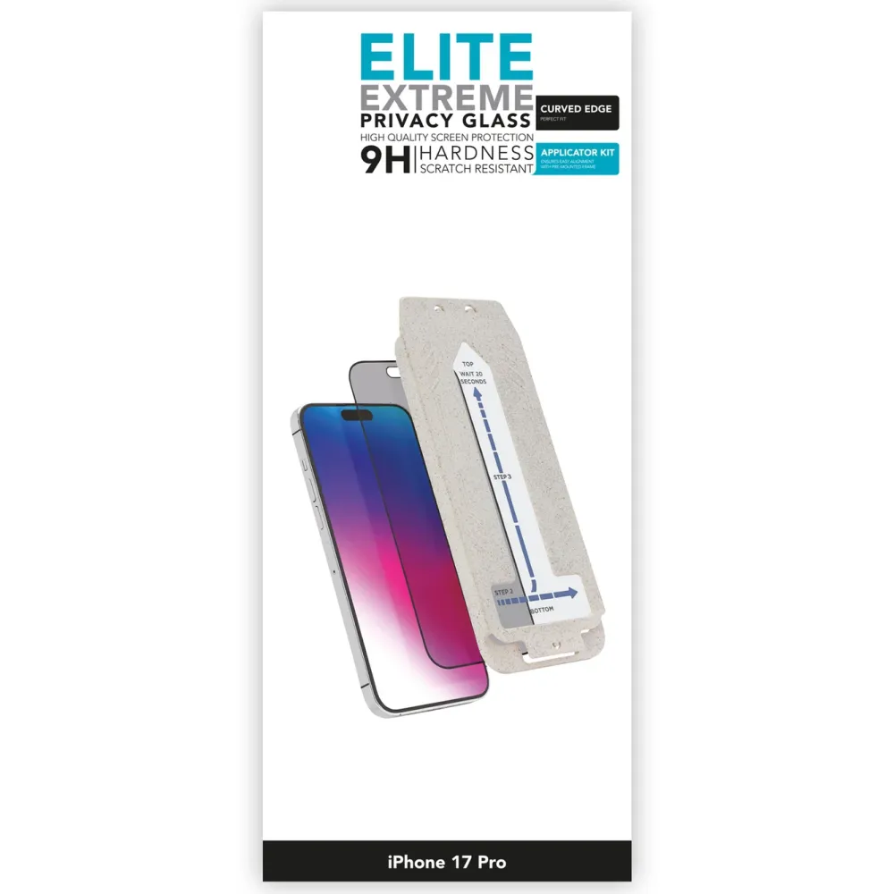 Linocell Skjermbeskytter|Elite Extreme Curved Privacy Skjermbeskytter for iPhone 17 Pro