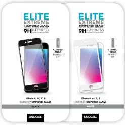 Linocell Skjermbeskytter|Elite Extreme Curved Skjermbeskytter for iPhone 6, 7 og 8 Hvit