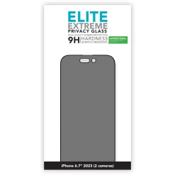 Linocell Skjermbeskytter|Elite Extreme Privacy Glass Skjermbeskytter for iPhone 15 Plus