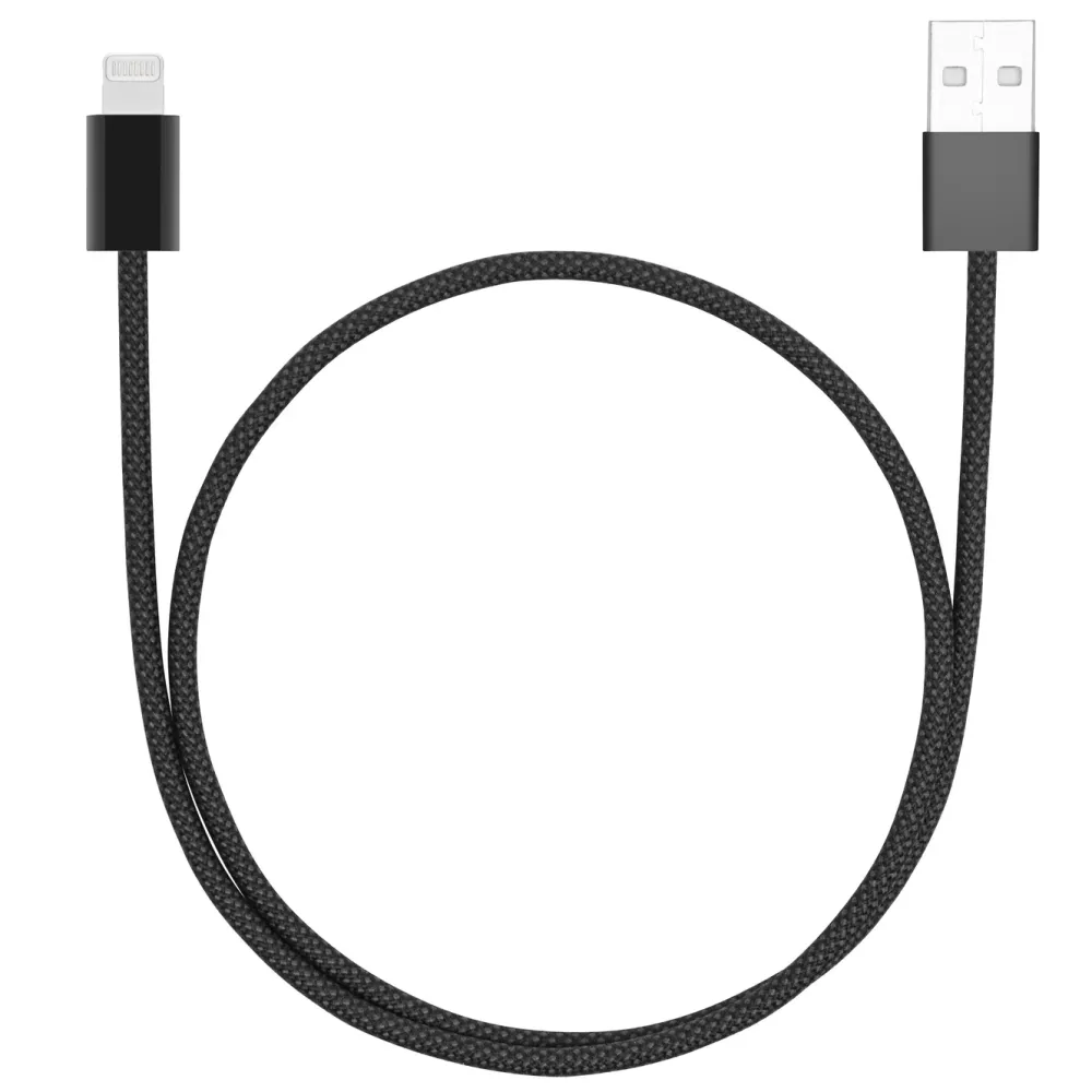 Linocell Kabler Og Adaptere|Lightning|Flettet USB-A- til Lightning-kabel Svart 0,5 m